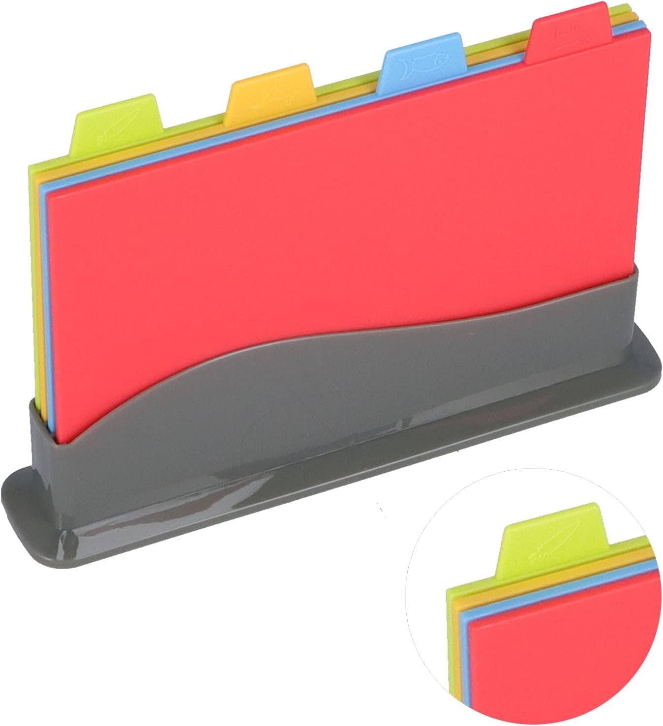 PP Thickened Cutting Board Set with Handle, Plastic Chopping Board, Durable and Easy to Clean Kitchen Cutting Boards in 4 Colors with Storage Bracket for Home Chefs