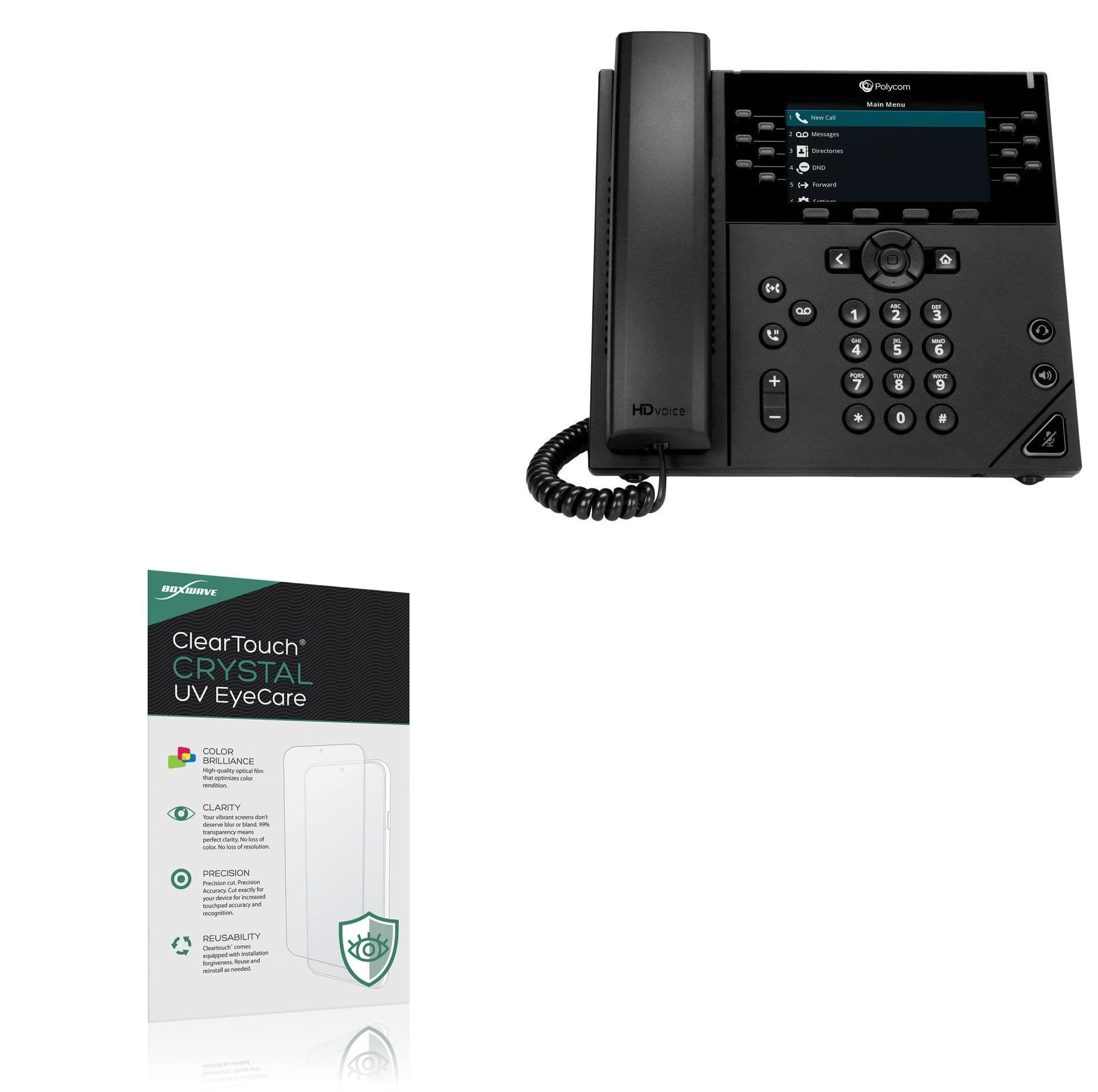 BoxWave Screen Protector Compatible With Polycom VVX 450 - ClearTouch Crystal Anti-UV EyeCare (2-Pack), Filters out Harmful Blue Light Reduce Fatigue