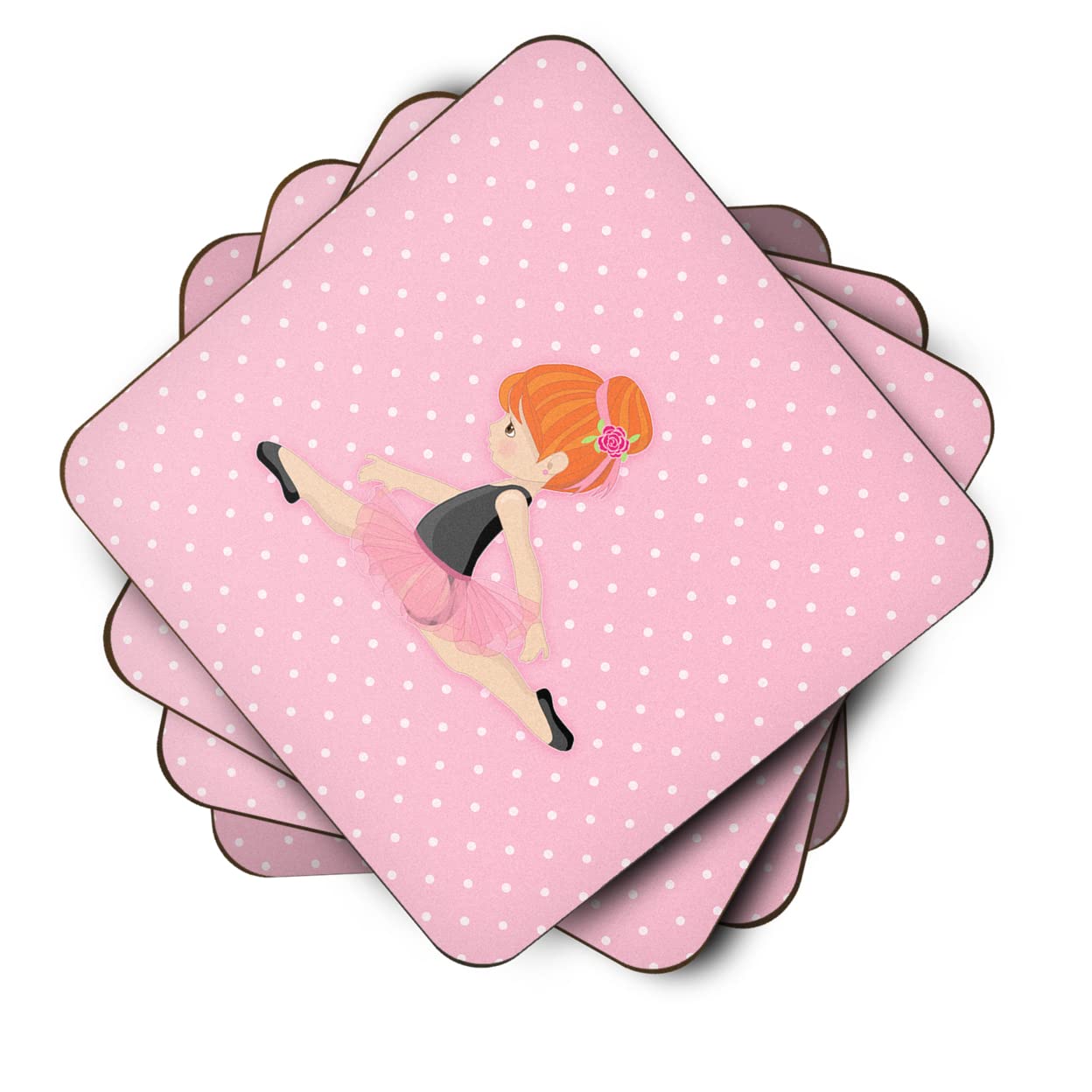Caroline 's Treasures Ballerina rot Kopf Jete Schaumstoff Untersetzer Set von 4, 3,5, multicolor