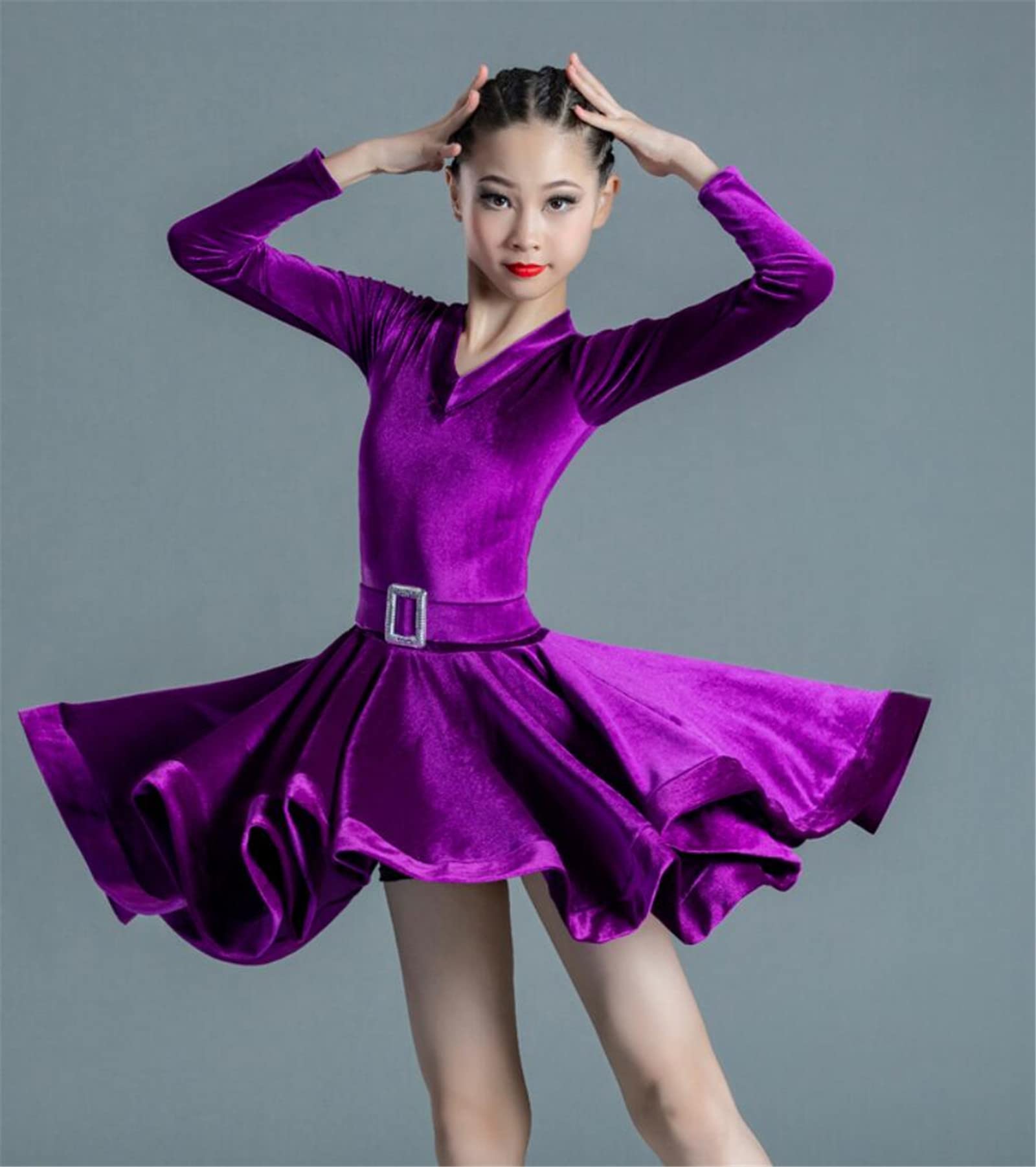 YIZYIF Femme Robe Danse Latine Strass Frangé Costume Danse Salsa Rumba