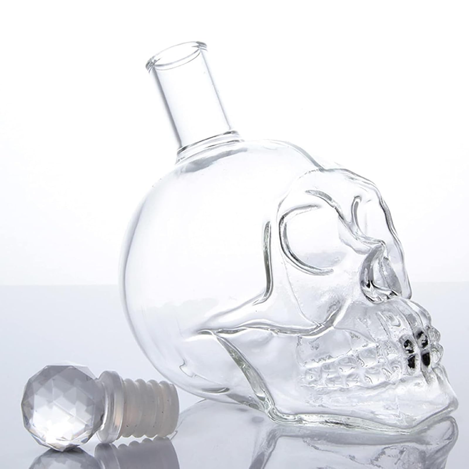 Teschio Bottiglia di Whisky, Bottiglia di Vetro a Forma di Teschio, Bottiglia Vino con Teschio Moda, Decanter per Cranio, Whisky Bottiglie, (550ML) per Whisky, Vino e Liquori (A)