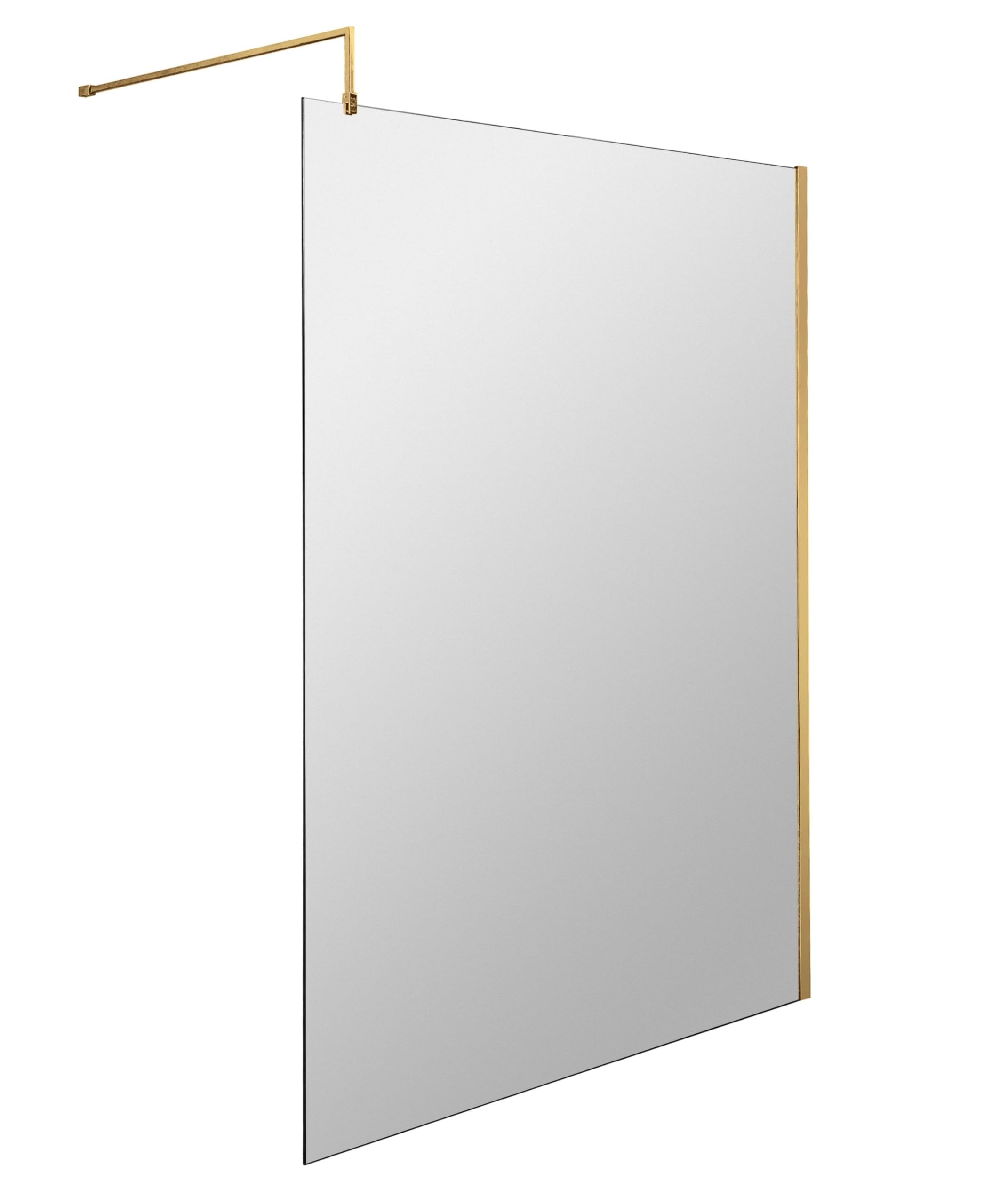 Balterley Drakelow 8mm Toughened Safety Glass Wetroom Screen With Support Bar: 1200mm X 1850mmBrushed Brass from B&Q