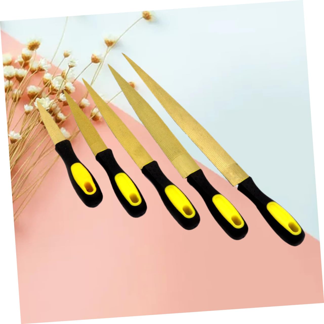Limas de Acero al Carbono para Tallar Madera, Juego de 5 Piezas | Escofina de Carpintería, Mango Ergonómico, para Desbastar, Biselar y Quitar Rebabas