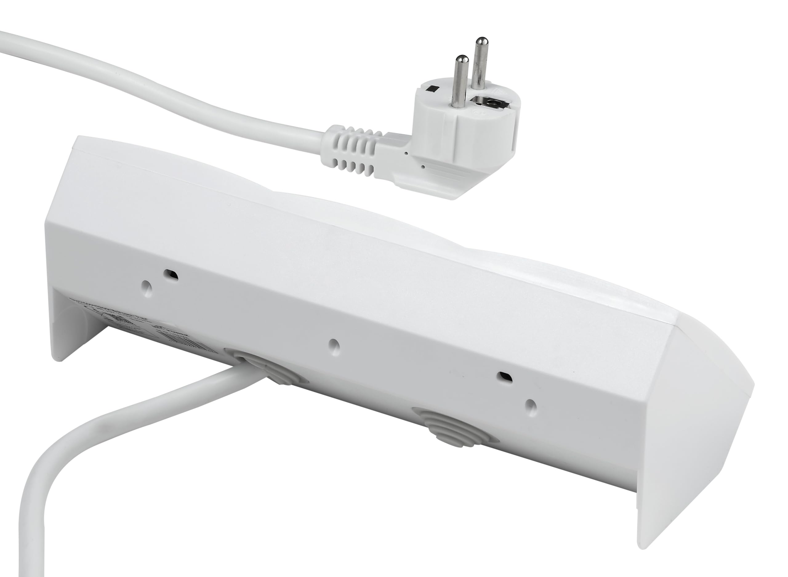 McPower Steckdosenblock Unterbausteckdosen | Flair | Ecksteckdose 3-Fach Steckdosen Schutzkontakt, 2m Kabel mit Stecker, 250V / 16A, Aufbau (Weiß mit Kabel)
