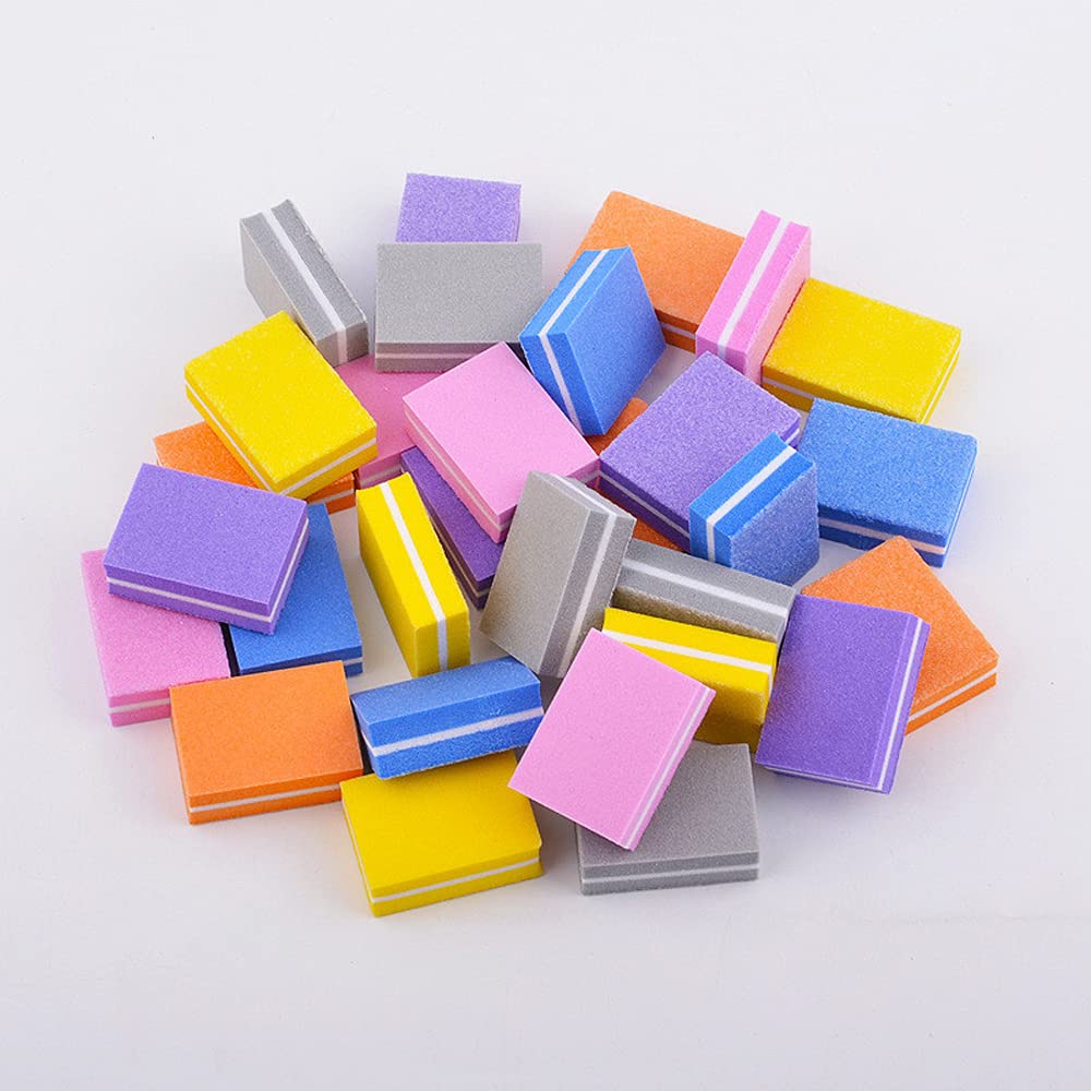 50pcs Double-sided Mini Nail File Blocks Colorful Sponge Mini Nail Sponge Nail Polish Sanding Buffer Strips Nail File Buffer Block Buffing Sanding Nail Tools Double Sided Pedicure Manicure Tools