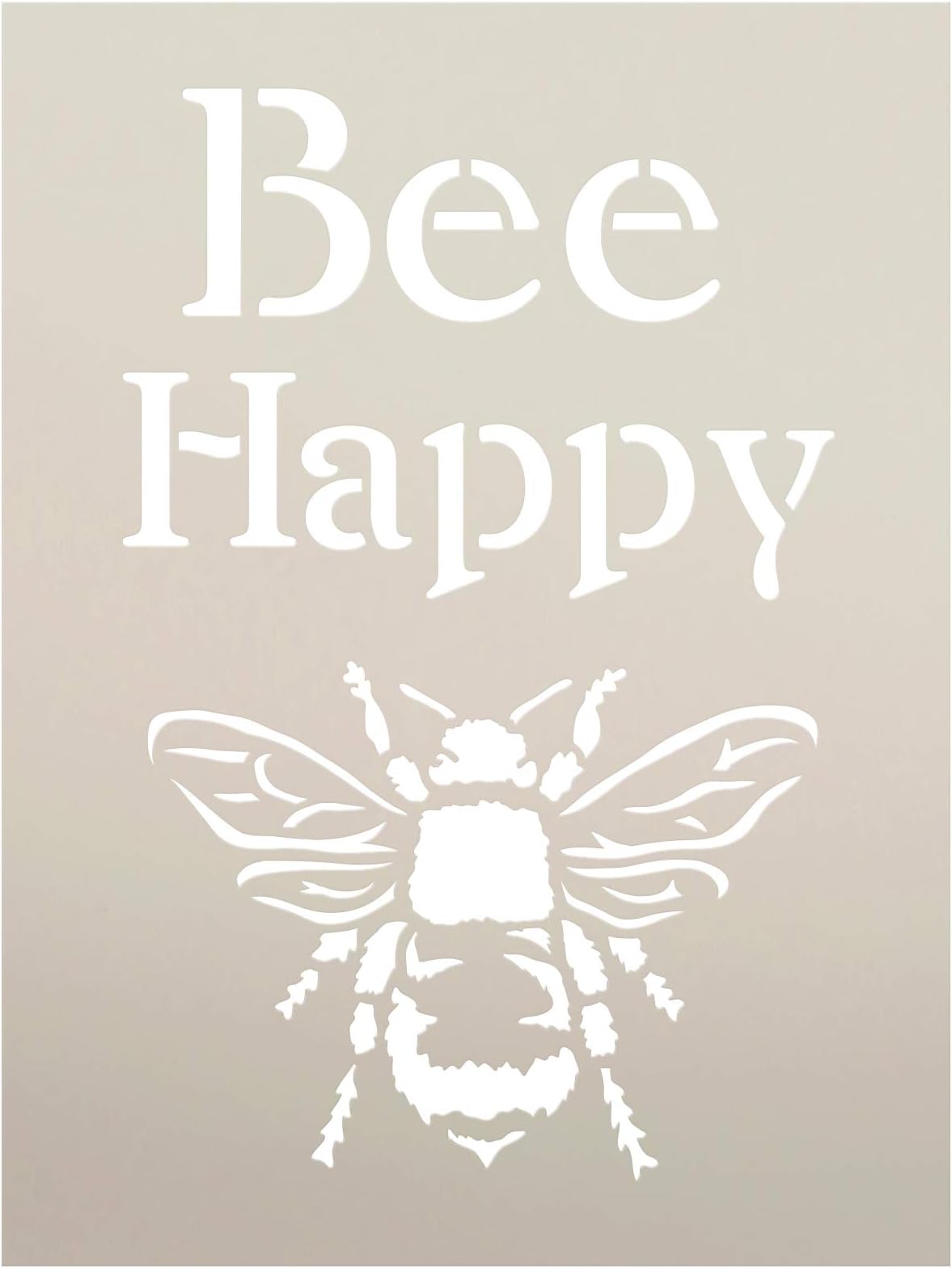 Bee Happy Stencil by StudioR12 | Fun Spring Garden Word Art - Reusable Mylar Template | Painting, Chalk, Mixed Media | Use for Crafting, DIY Home Decor - STCL1171_1 …Select Size (10.5" x 13.5)