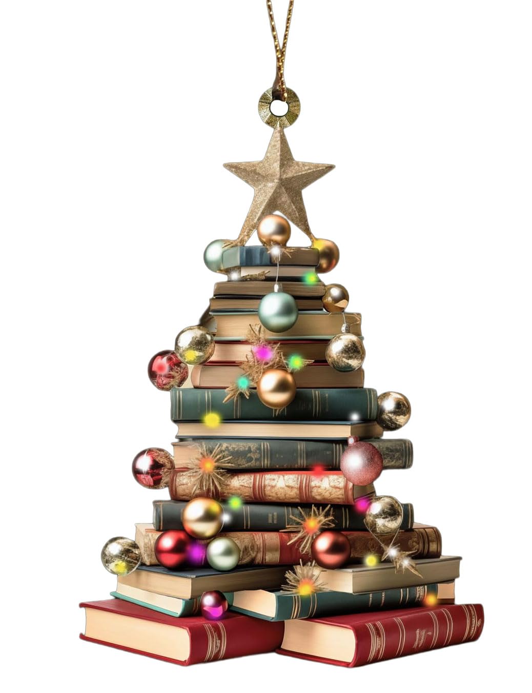 2D Flat Wooden Christmas Book Ornament, Book Lover Tree Décor, Cozy Holiday Hanging Decoration for Readers, Unique Book Club Gift, Pack of 2 Ornaments