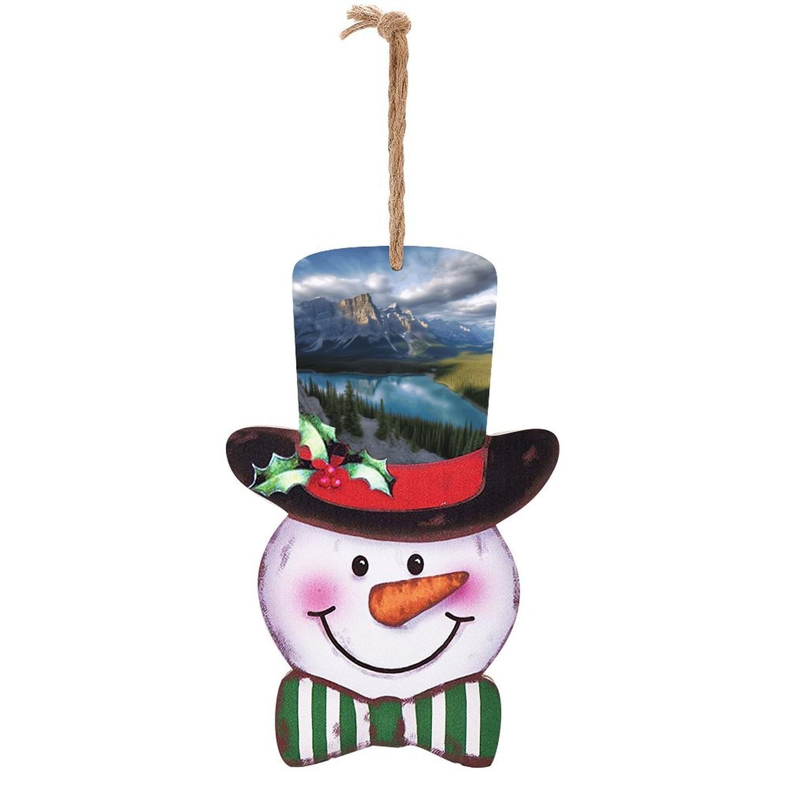 Banff National Park Snowman Decor Christmas Snowmans Hanging Decors Wooden Exquisite Holiday Decoration Sign for Home Window Wall Farmhouse Indoor Outdoo