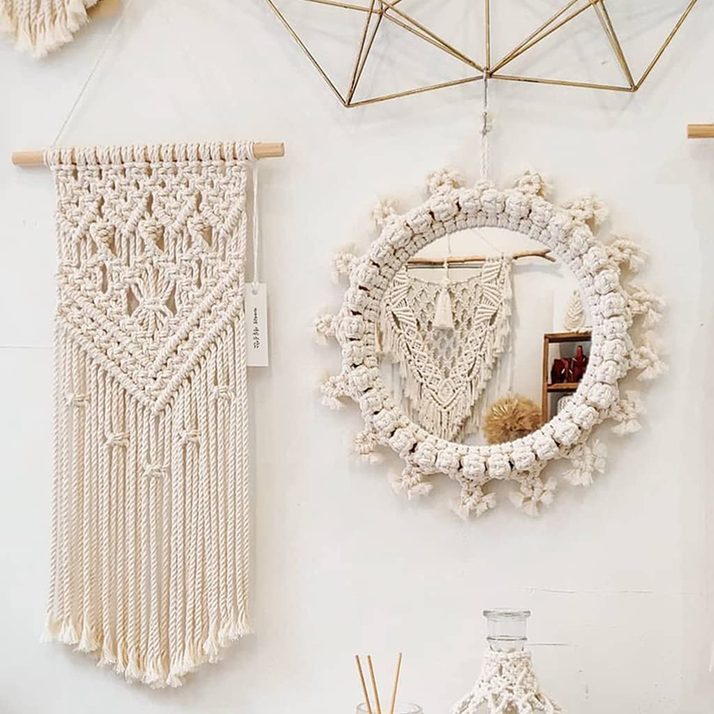 Macramé a specchio decorazione murale conciso occidentale a maglia macramè ornamenti da appendere per il soggiorno decorazione moderna da parete