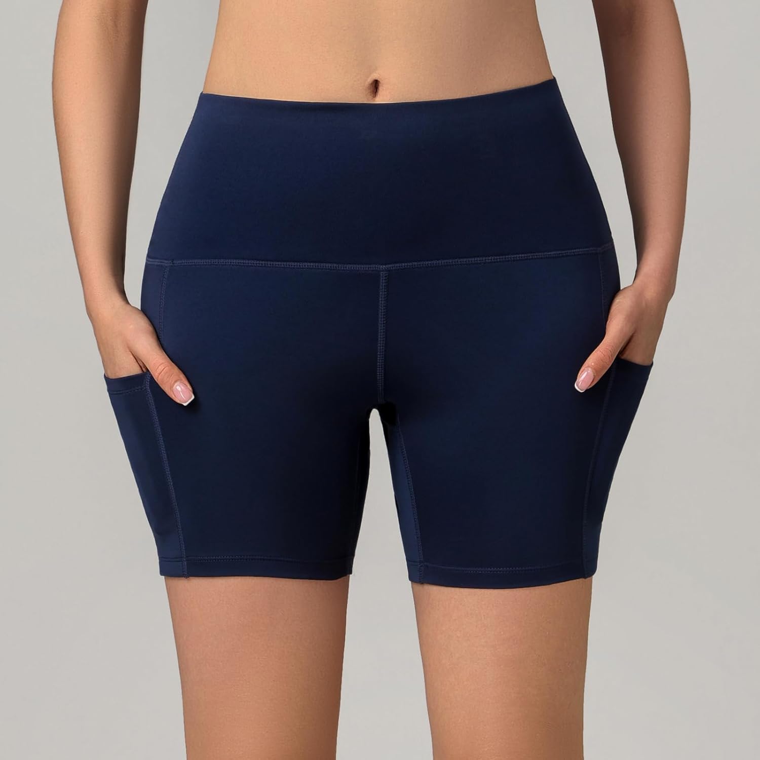 2 Packs Yoga Shorts for Women with Pockets, Spandex 5" Biker Shorts Workout Running Gym Cycling Volleyball - Image 4