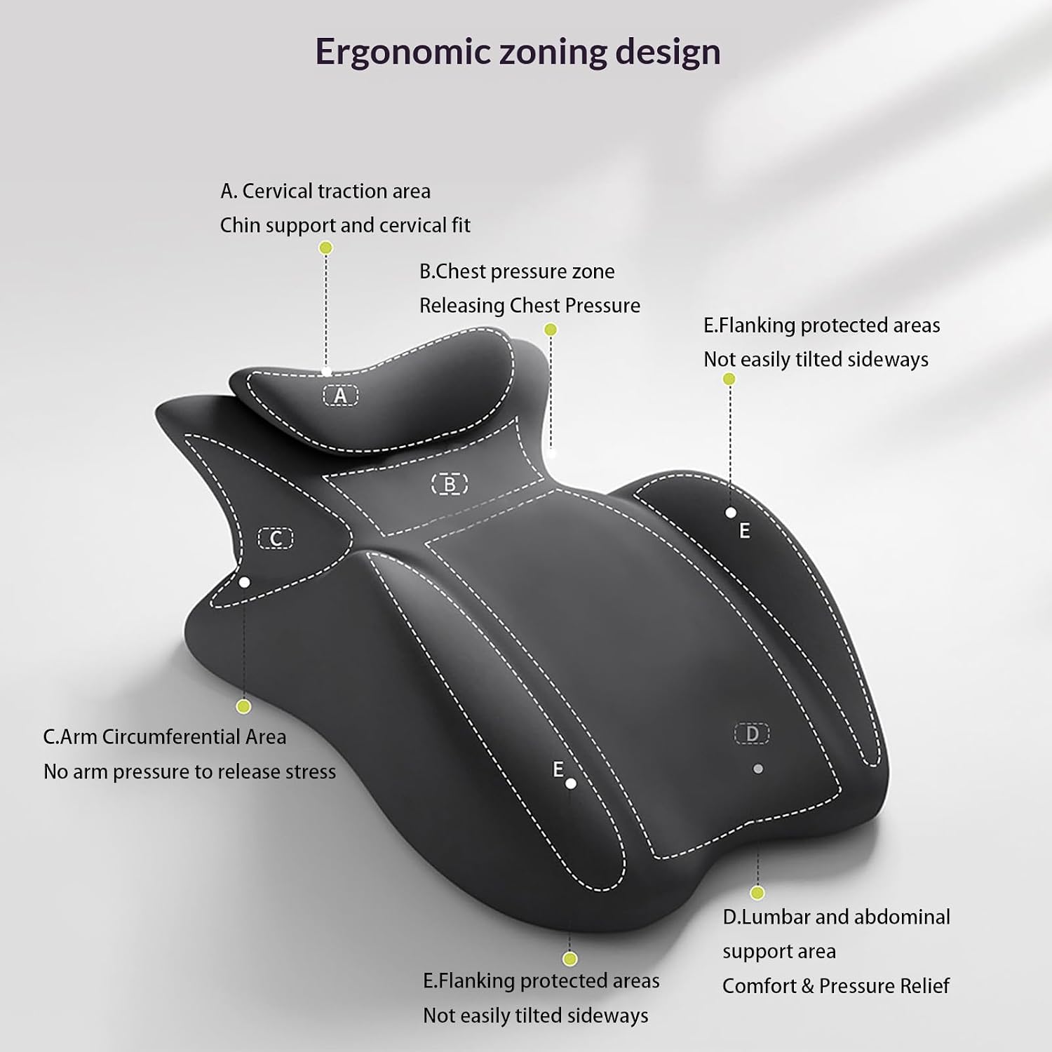 Ergonomic Memory Foam Pillow for Adult, Multi-Position Support Bed Pillow with Removable Cover for Sleeping, Sitting Up, Prone Position, Reading, Back & Knee Support, Leg Elevation (Gray)