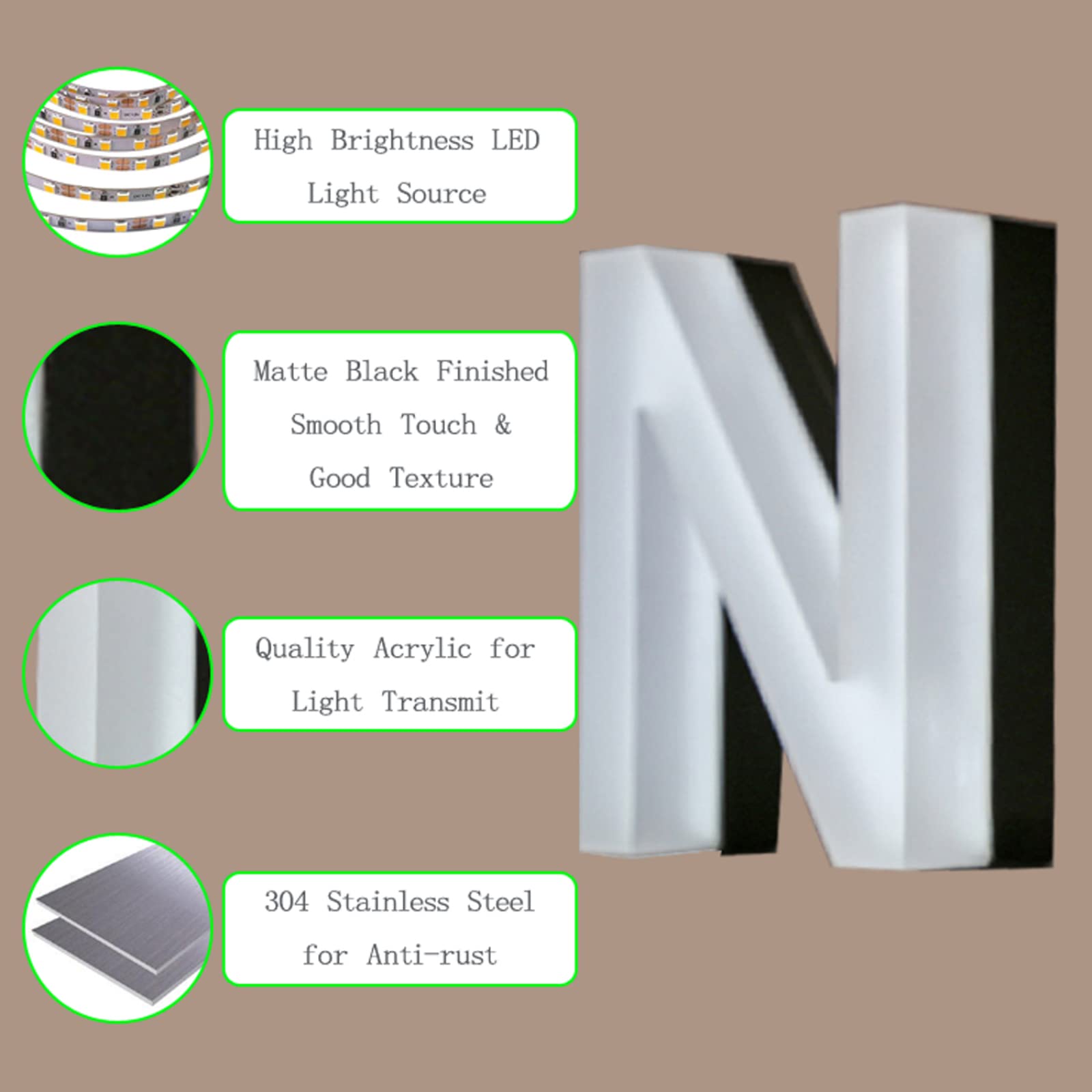 Insegne Per Indirizzi Di Case Illuminate A LED 18" Numeri Civici Illuminati Moderni In Acrilico Per Esterni Numeri Di Indirizzi Illuminati Per Case Luce Bianca