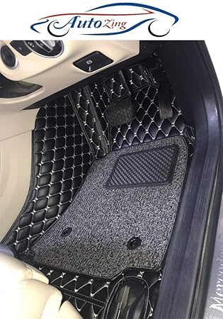 AutoZing 7D Car Floor Mats for Tata Tigor || Luxury Leather Double Car Floor Mat Complete Set || 100% Waterproof and Washable || Color : Black