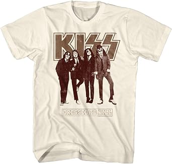 KISS T Shirt for Men & Women Dressed to Kill Natural Graphic Crew Neck, Short Sleeve Tee - Vintage Style Rock Band Tshirts