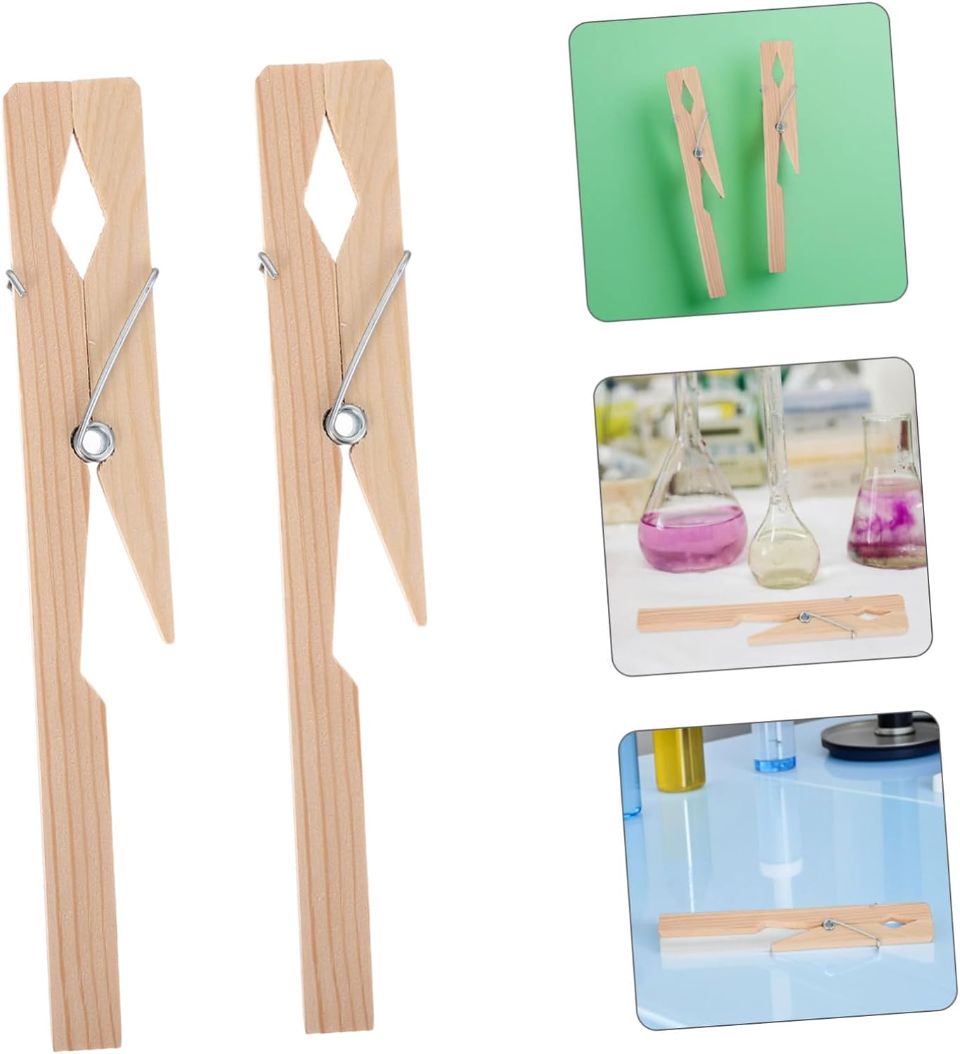 Baluue 10pcs Wooden Test Tube Clamps Laboratory Support Clamps Lab Stand for Chemical Experiments High School College Lab Tube Holder Clips