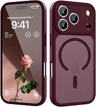 HGH For iPhone 17 Pro Case for MagSafe, Dark Red | Full Camera Protection Shockproof Scratch-Resistant Anti-Fingerprint Translucent Back Matte Mobile Phone Case for iPhone 17