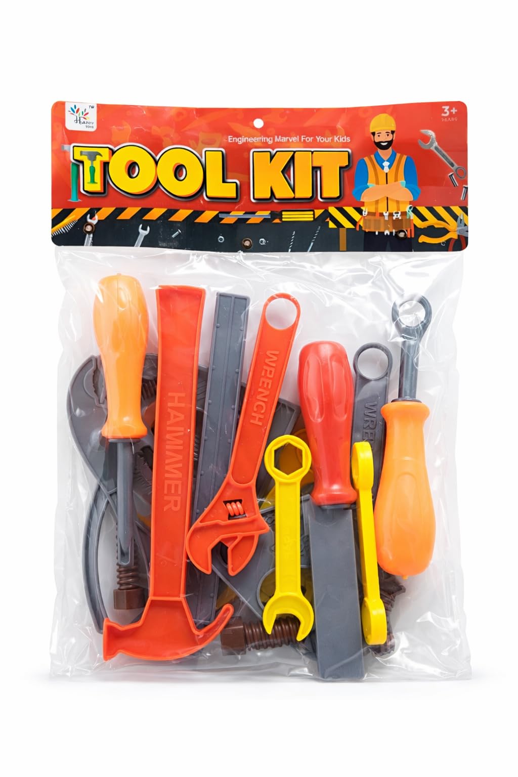 Ekartind Kids Pretend Play Tool Kit for Boys and Girls, Multicolor, Plastic, with Hammer, Wrench, Screwdriver, Nuts and Bolts, 3+ Years-image-44