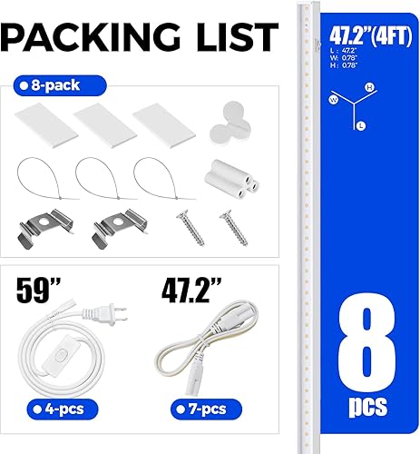 Miniatura 104 de Barrina Luces de cultivo para plantas de interior, espectro completo, 4 pies 160 W (8 x 20 W), tira de luz LED de cultivo para inicio de semillas