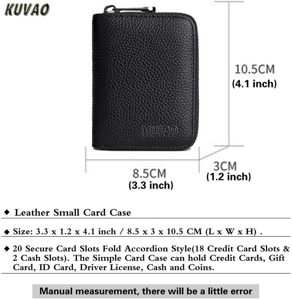 RFID Blocking, Leather Credit Card Holder Zipper Wallet With 20 Card Slots, Small Card Case for Women or Men Accordion Wallet with Zipper (Black)