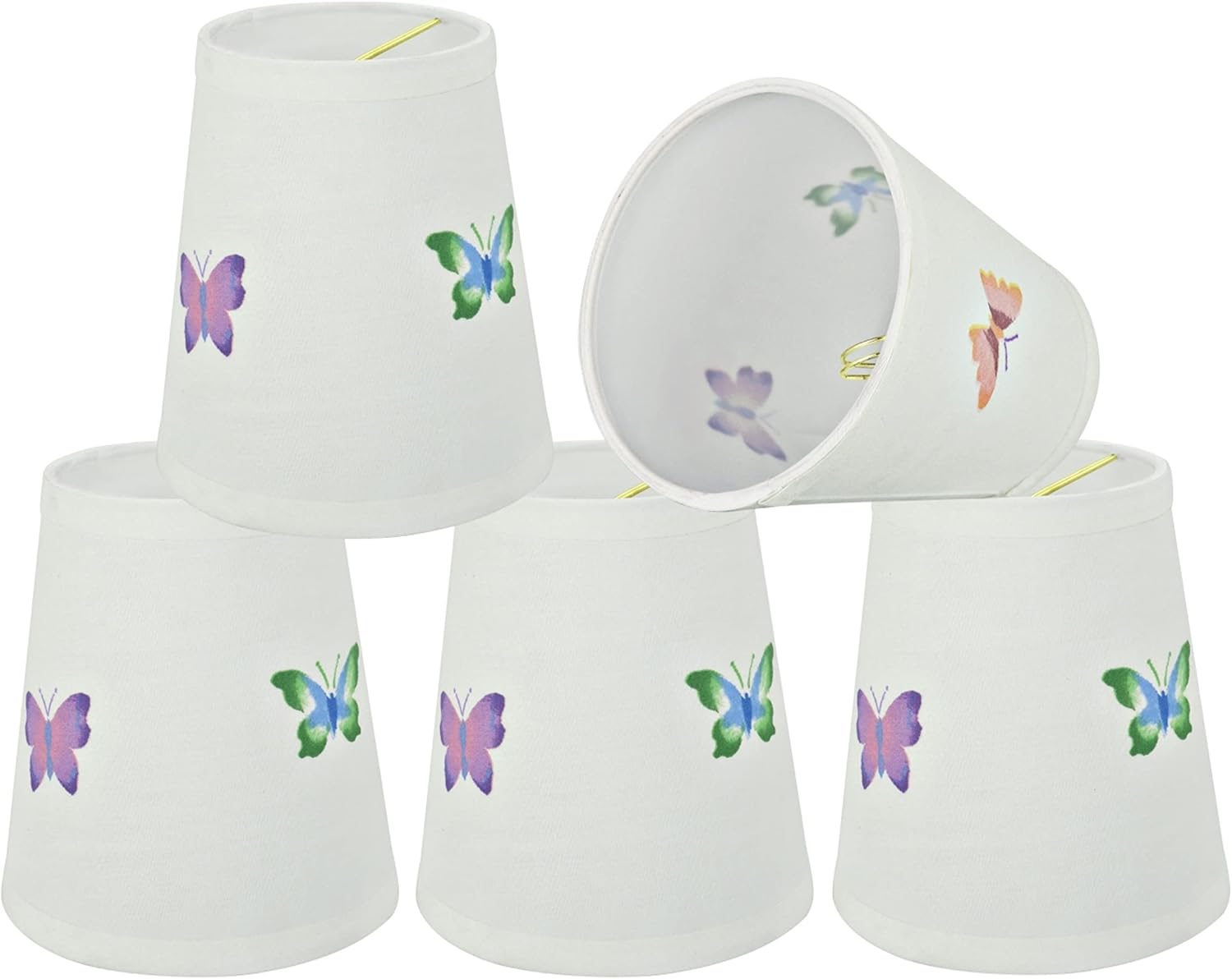 Aspen Creative 32441-5A Small Hardback Empire Shape Chandelier Clip-On Lamp Shade Set (5 Pack), Transitional Design in White, 5" bottom width (3 1/2" x 5" x 5 1/2")