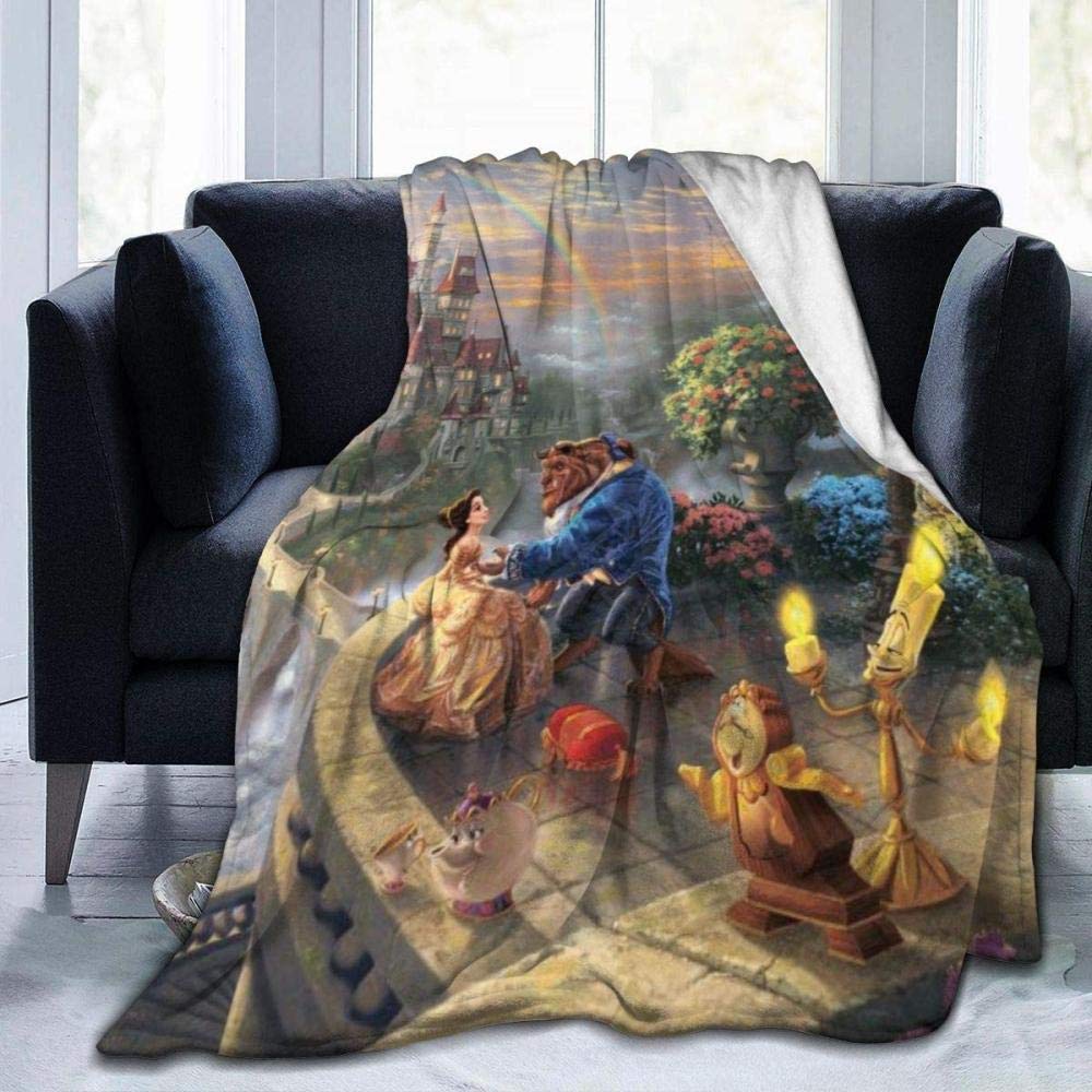 "Die Schöne Und Das Biest" Decke – 125x100 Cm, Weicher Flanell, Für Erwachsene & Kinder