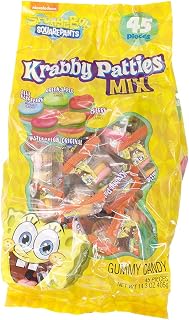 Frankford Nickelodeon SpongeBob Squarepants Krabby Patties Gummy Candy, Individually Wrapped Gummy Burger, 45 Count Mixed Bag (Pack of 1)