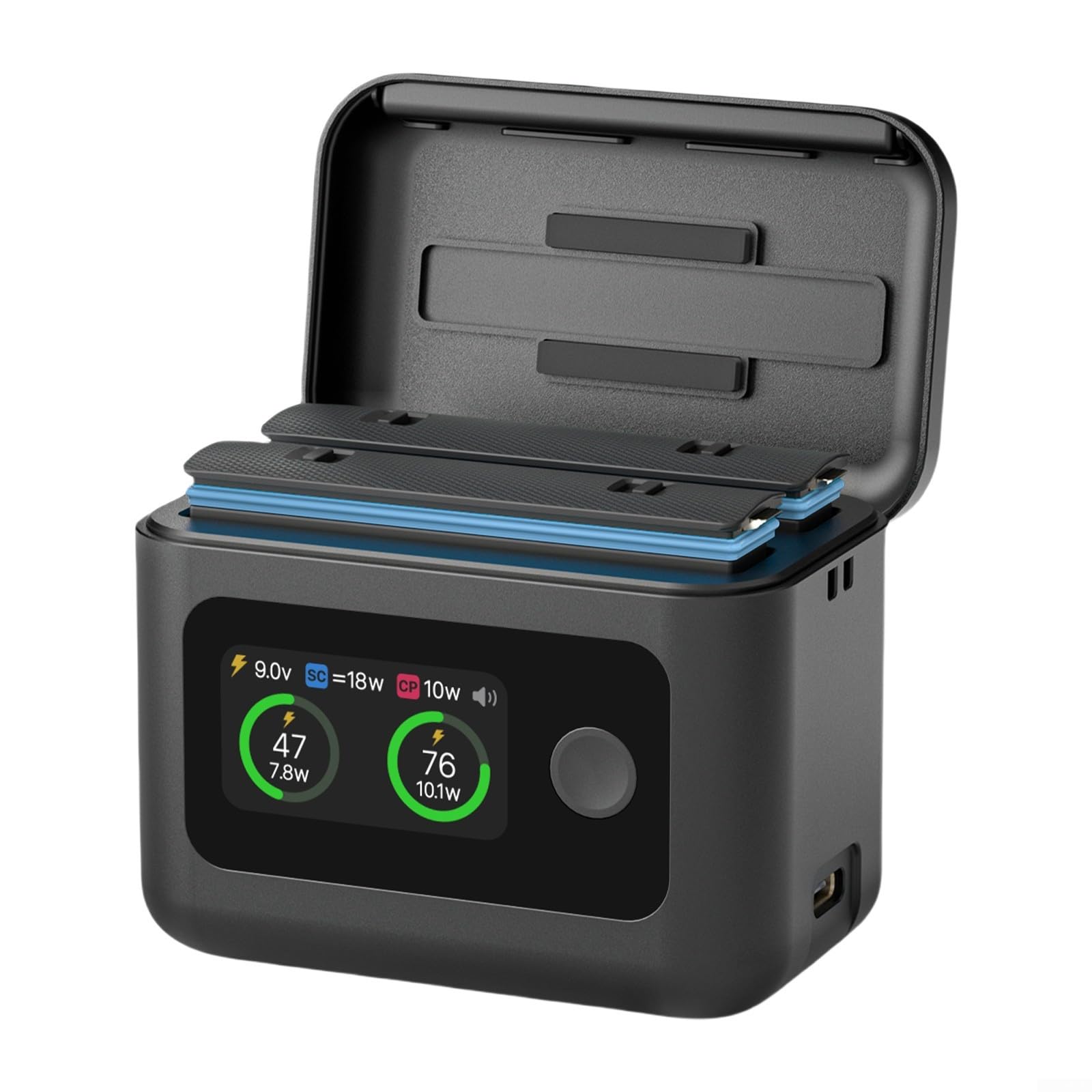 Estación de carga rápida con indicador LED para baterías Insta360 X5, 27 W, funda de carga inteligente con función bidireccional e indicador de estado en tiempo real, diseño compacto