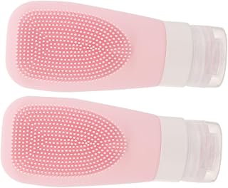 PVFRTGYHU 2 Botellas de loción Tipo pulsador, contenedor de Viaje, cosmético, de Silicona Rosa, for champú, artículos de tocador vacíos, rellenables, Juego de Crema.