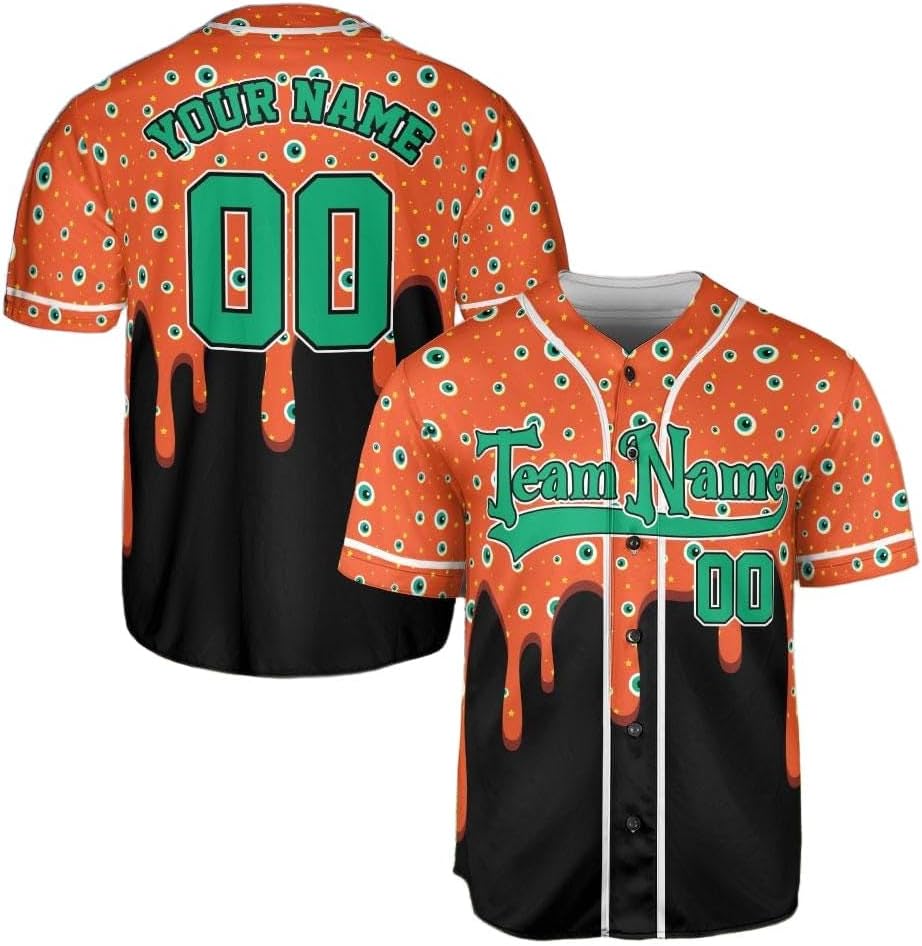 Custom Halloween Baseball Jersey for Men Women, Ice Cream Pumpkin Shirt