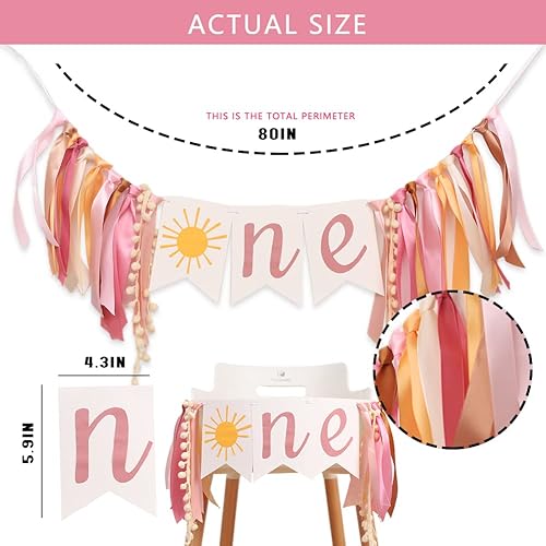 Miniatura 2 de Cartel para silla alta con texto en inglés "You Are My Sunshine", decoración de fiesta de primer cumpleaños con temática de sol para niña, guirnalda