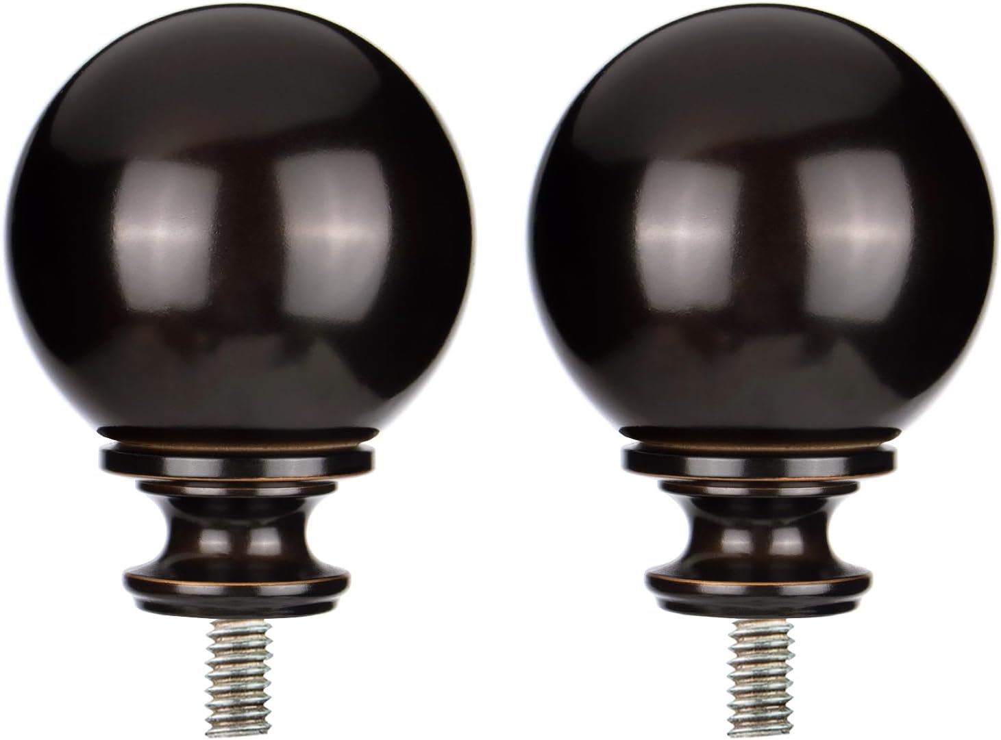 KAMANINA Bronze Round Replacement Finials for 7/8 and 3/4 Inch Curtain rods, M6 Screw Rod Finials, 2pcs