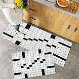  Tapis Cuisine 2 Pièces Antidérapant,Tapis de Bain Paillasson,Jeu de recherche de mots Style de journal vierge Numéros de thème de m,Tapis de Sol Cuisine,Résistant à l\'huile,Lavables(40x60cm+40x120cm)