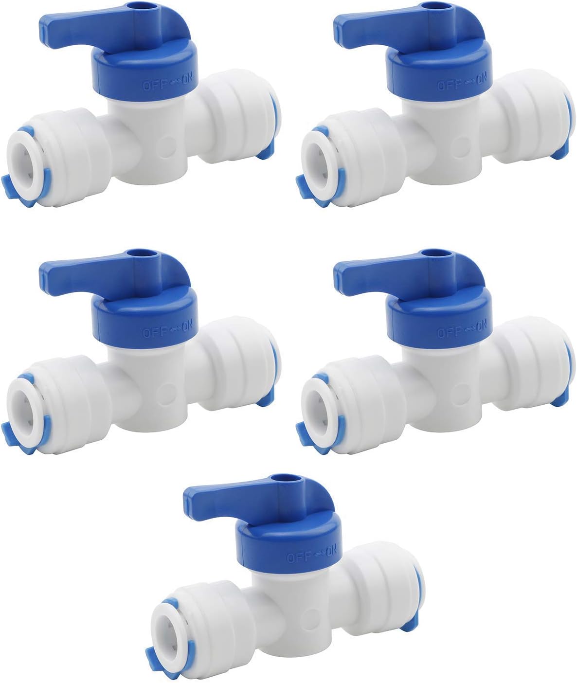1/4 Inch OD Tube Ball Valve Quick Connect Fitting 1/4-Inch by 1/4-Inch Manual Flush Start RO Water System, Pack of 5pcs