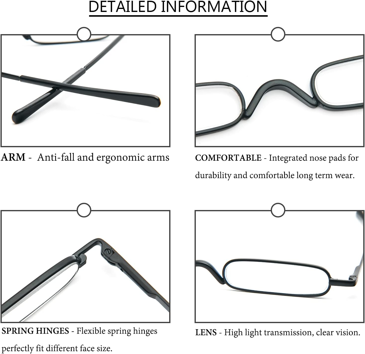 DXYXYO Mini Reading Glasses for Women Men Compact Small Pocket Metal Readers with Portable Case - Image 6