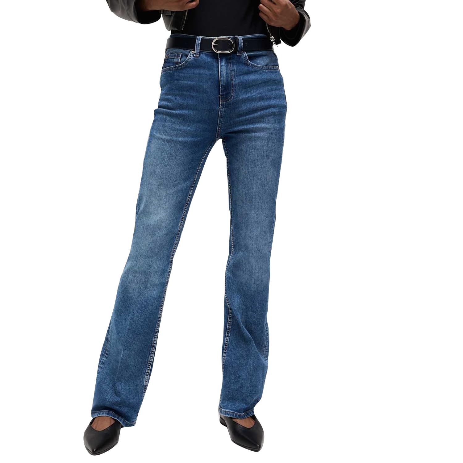 marks & spencer Solid Blue Cotton Womens Eva Bootcut Jeans-picture-12
