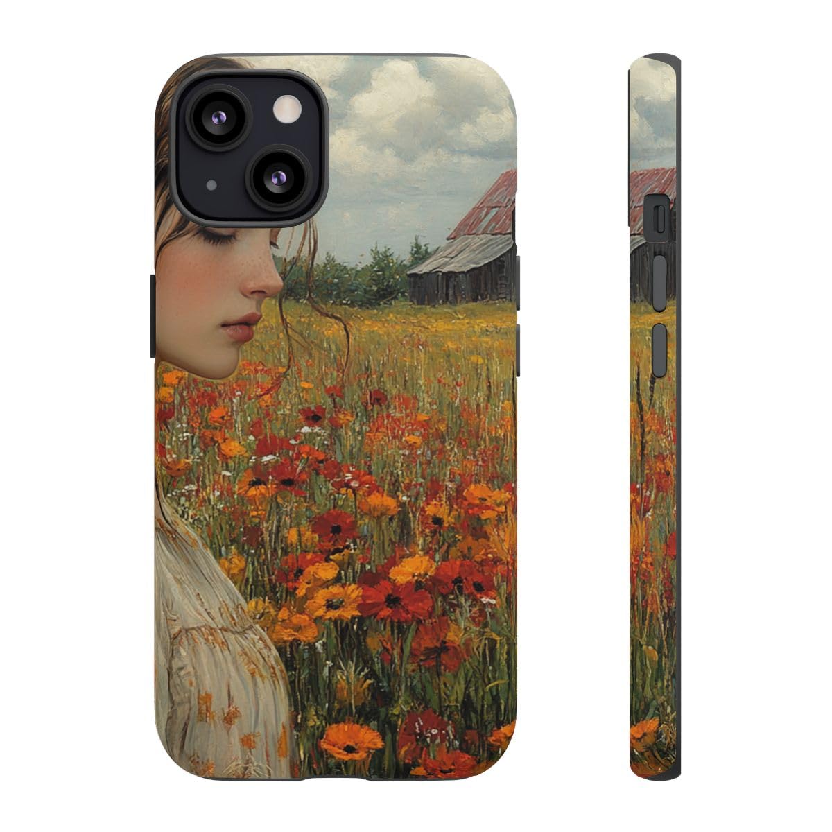 Coque iPhone 13 champ de fleurs protection rigide mate design - 3