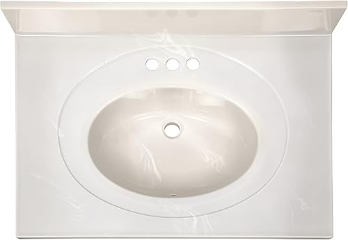 Miniatura 11 de Top de tocador de mármol cultivado de 19 pulgadas con protector contra salpicaduras, embalaje mejorado, remolino de marfil - Design House, 586263