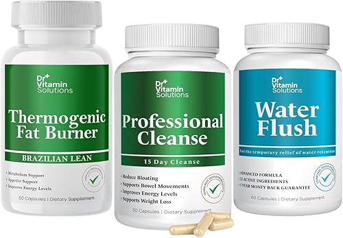 DR VITAMIN SOLUTIONS Quemador de grasa termogénico, limpieza de 15 días, lavado de agua, paquete de pérdida de peso para mujeres y hombres, 180