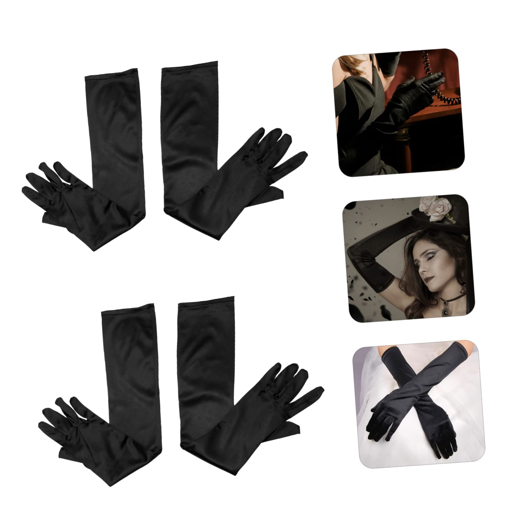 LIFKOME Guantes De Halloween Guantes Decorativos Fiesta Accesorios Guantes De Boda Guantes De Raso De Halloween Guantes De Raso Mujer Satín Black
