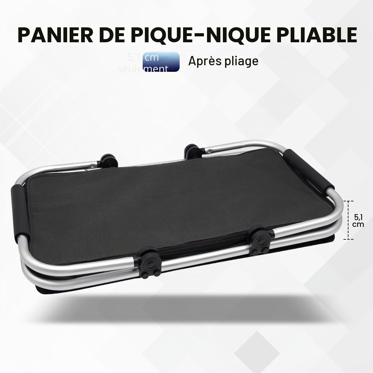 Panier Pique-Nique Isotherme 30L, Grand Sac Pliable en Oxford Réistant à l'Eau pour Pique-Nique/Shopping/Cadeau (Noir)