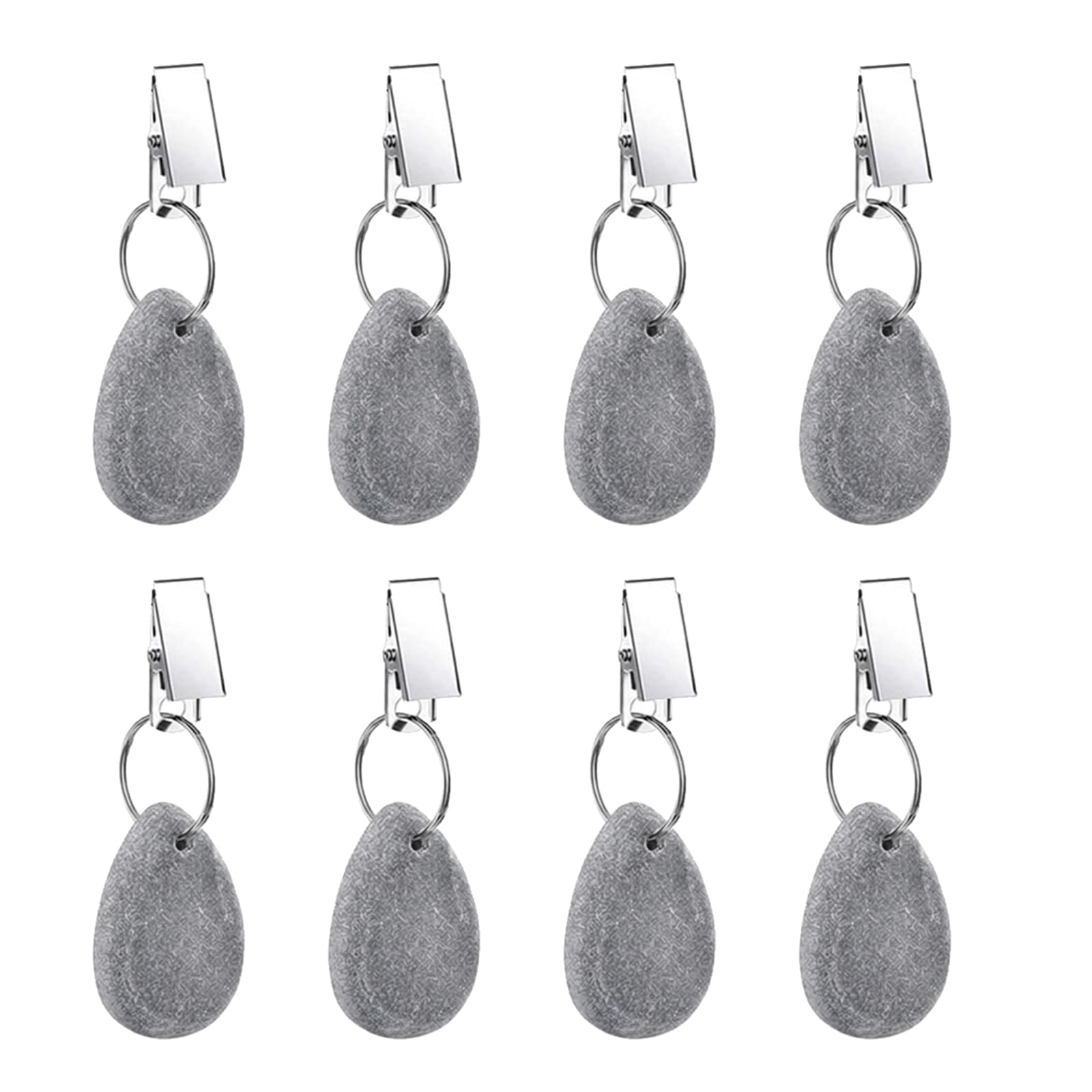 8 Stück Tischdeckenbeschwerer Extra Schwer 30 g aus Naturmarmor, Windfeste Tischdecken Beschwerer draußen mit Metallclip, Tropfenform Tischdeckenhalter für Outdoor Tischdecke Garten Balkon Camping
