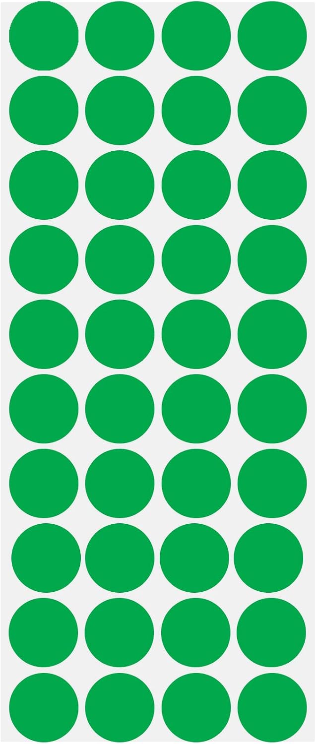 Pack of 2400 3/4" Round Color Coding Circle Dot Sticker Labels - Green