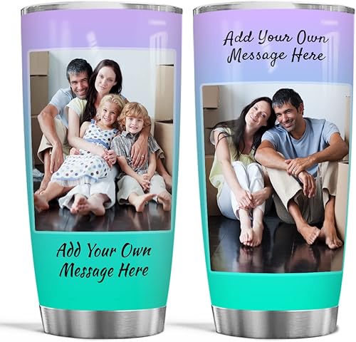 Miniatura 5 de wowcugi Vaso de acero inoxidable personalizado con foto de 20 onzas, 30 onzas, taza de viaje para café, cumpleaños, Día de la Madre, Día del Padre,