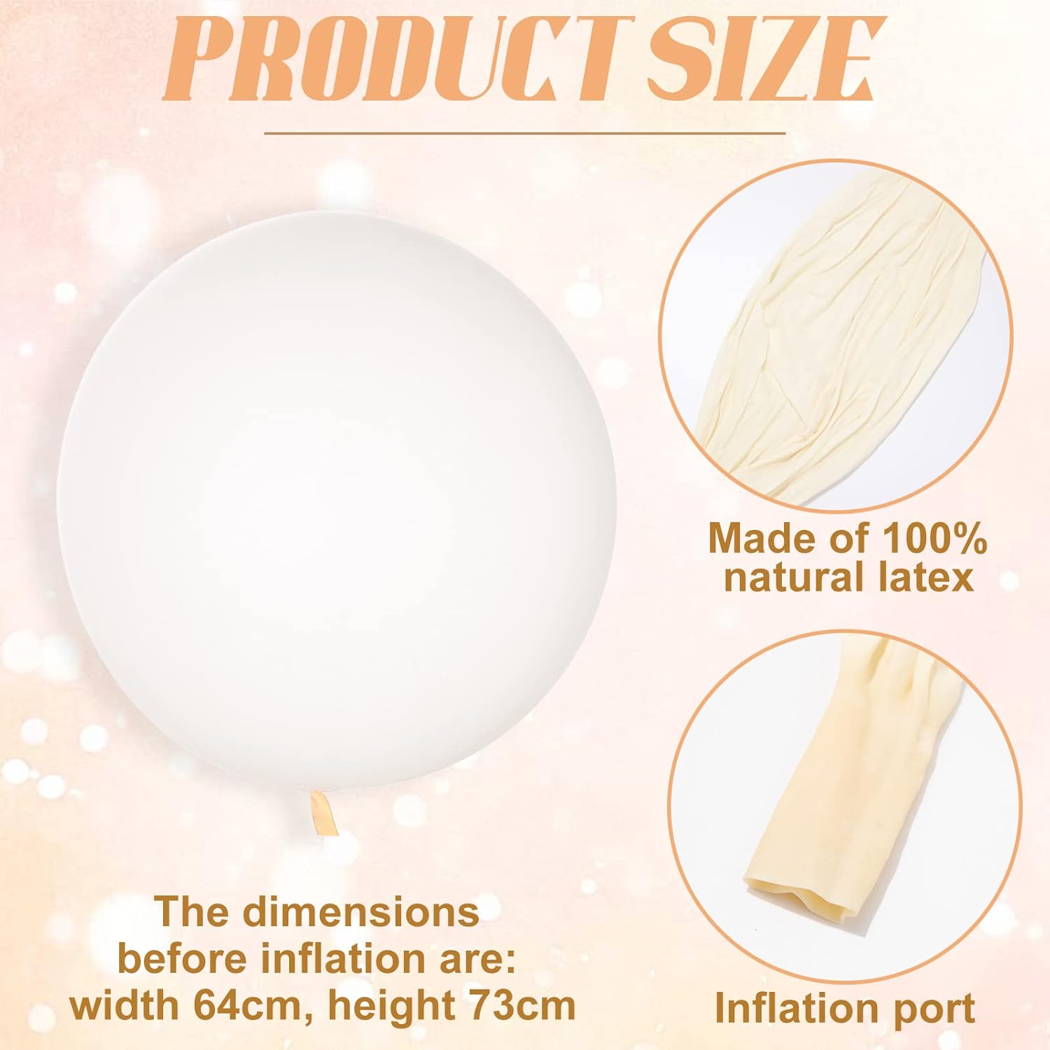 Leitee 2 Pcs 72 Inch Giant Balloons Round Latex Large Human Egg Jumbo Balloons Inflatable Air Decorations for Birthday Party Wedding Engagement(White)