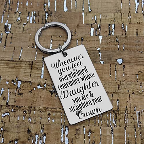Daughter Gift From Mom Dad Inspirational Whenever You Feel Overwhelmed Straighten Your Crown- Stainless Steel Engraved3