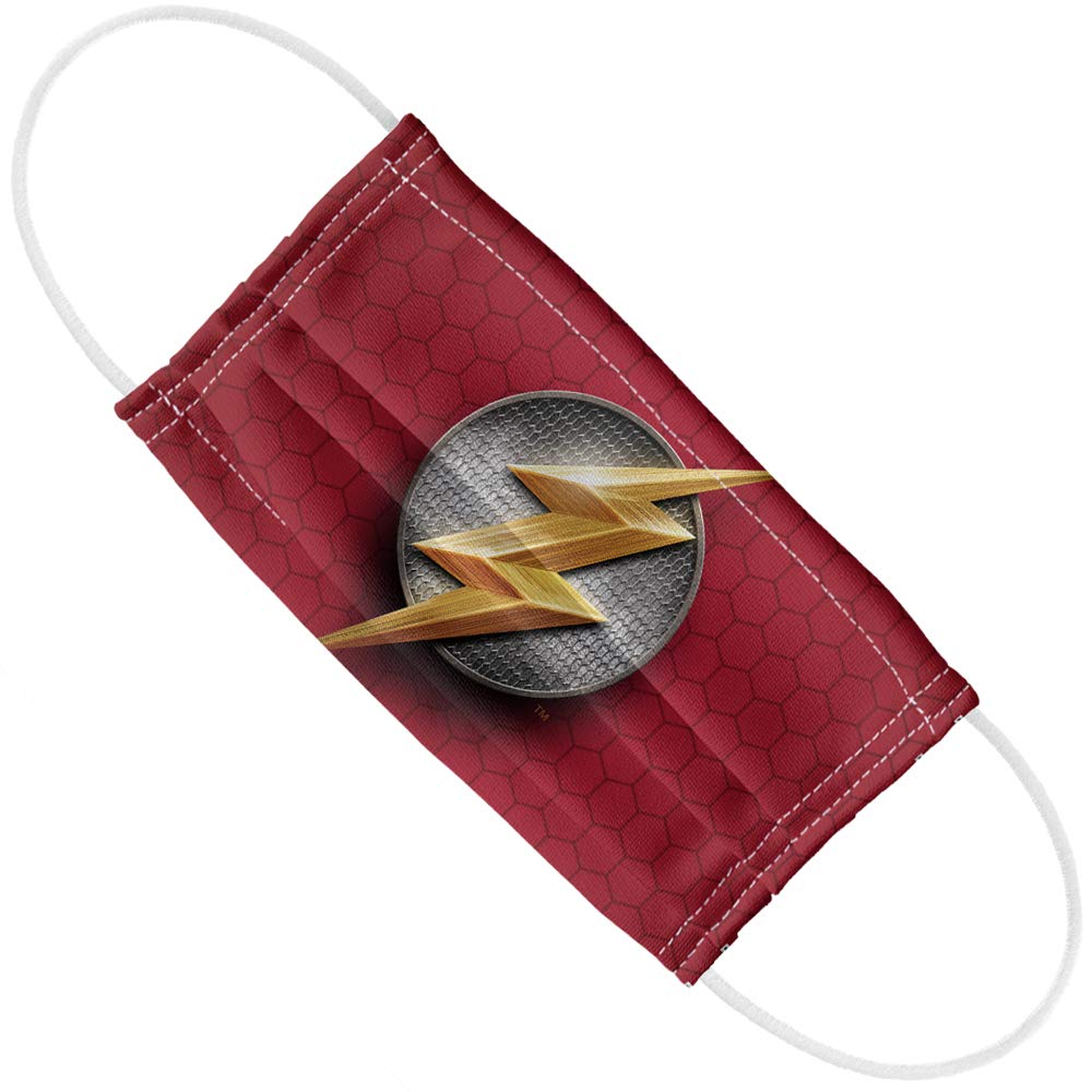 Justice League Movie Flash Lightning Bolt Logo 1-Ply Reusable Face Mask Covering with Adjustable Nose Wire, Unisex