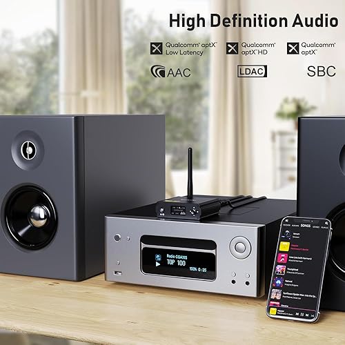 Miniatura 3 de 1Mii DS220 Receptor Bluetooth de alta resolución para estéreo casero con LDAC, adaptador de audio Bluetooth 5.1 de alta fidelidad con audio DAC aptX