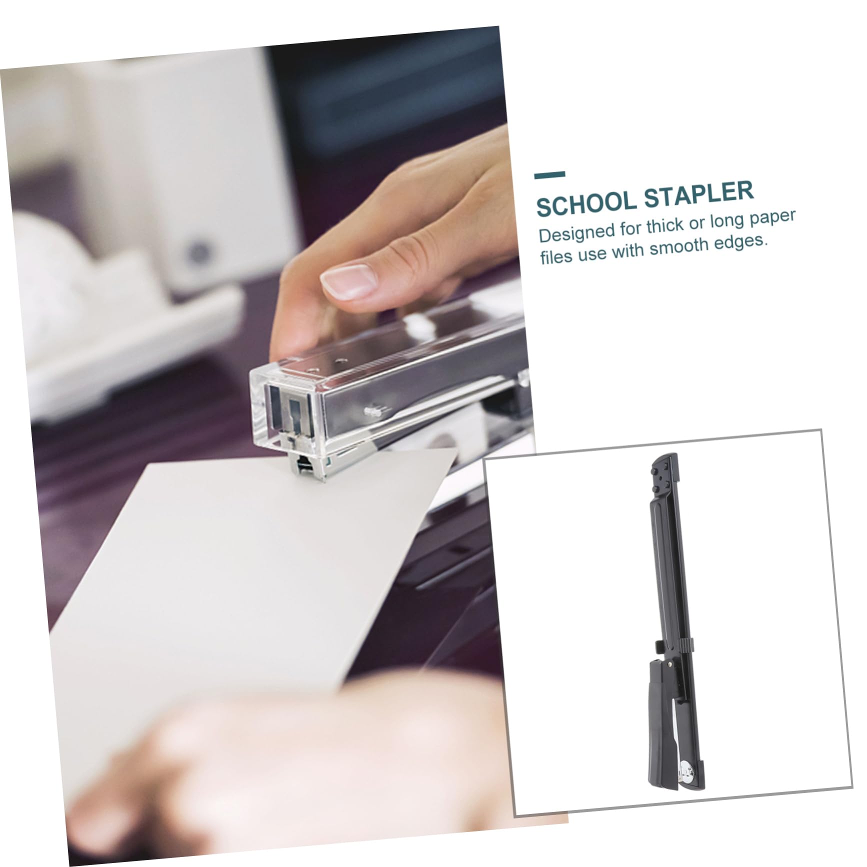 Cucitrice da Tavolo Lunga Braccio Portatile per Materiali Spessi in Metallo e Plastica per Scuola e Ufficio Colore Nero