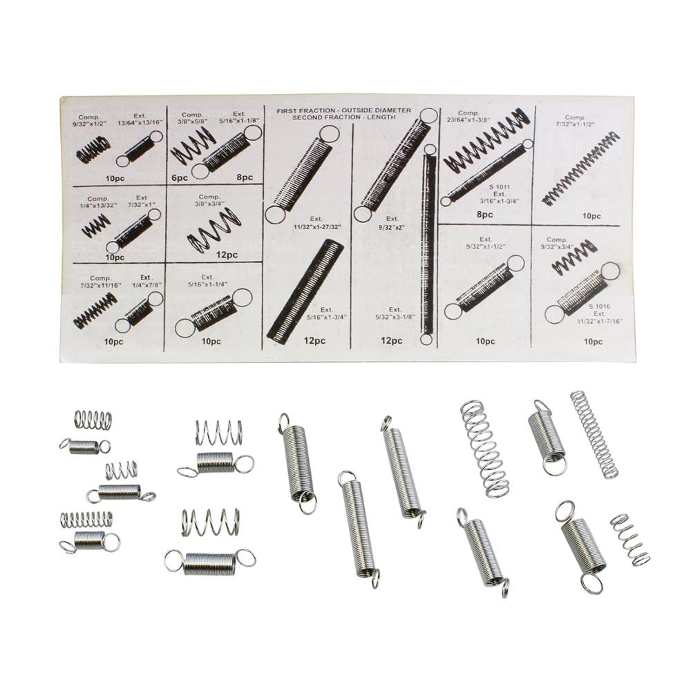 Compression & Ensemble d'assortiment de 200 pièces de ressorts d'extension, fil d'acier robuste - Kit de remplacement des ressorts de tension en métal-par défaut