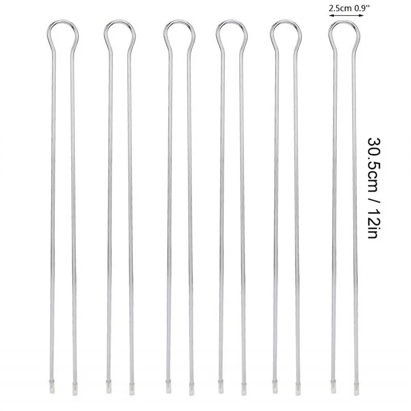 Spiedini in Metallo 6/10/12pcs U Doppio BBQ Grill Set di spiedini Spiedini Kebab in acciaio inossidabile Bastoni for grigliate in metallo Picnic Camping(12 Pieces)
